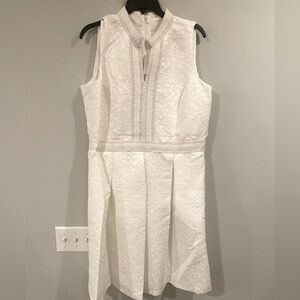 Darling NWT White Jacquard Mock Neck Fit & Flare Dress